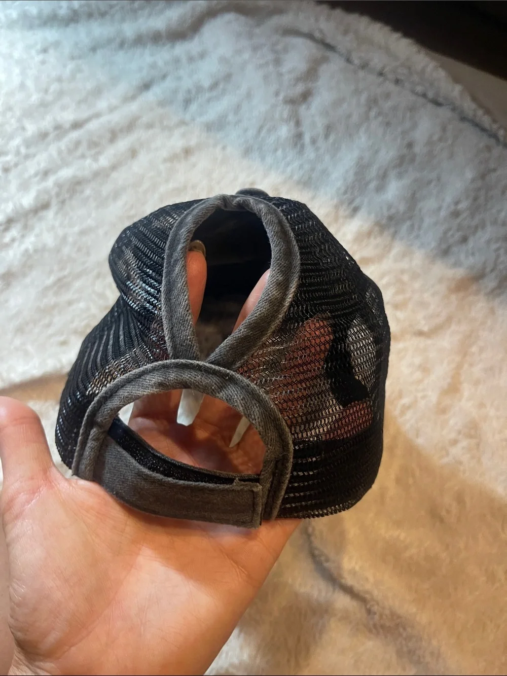Distressed Black Mesh Back womens Trucker Hat